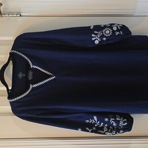 ST. JOHN'S BAY BRAND WOMEN'S PETITE NAVY BLUE TOP SIZE PXL